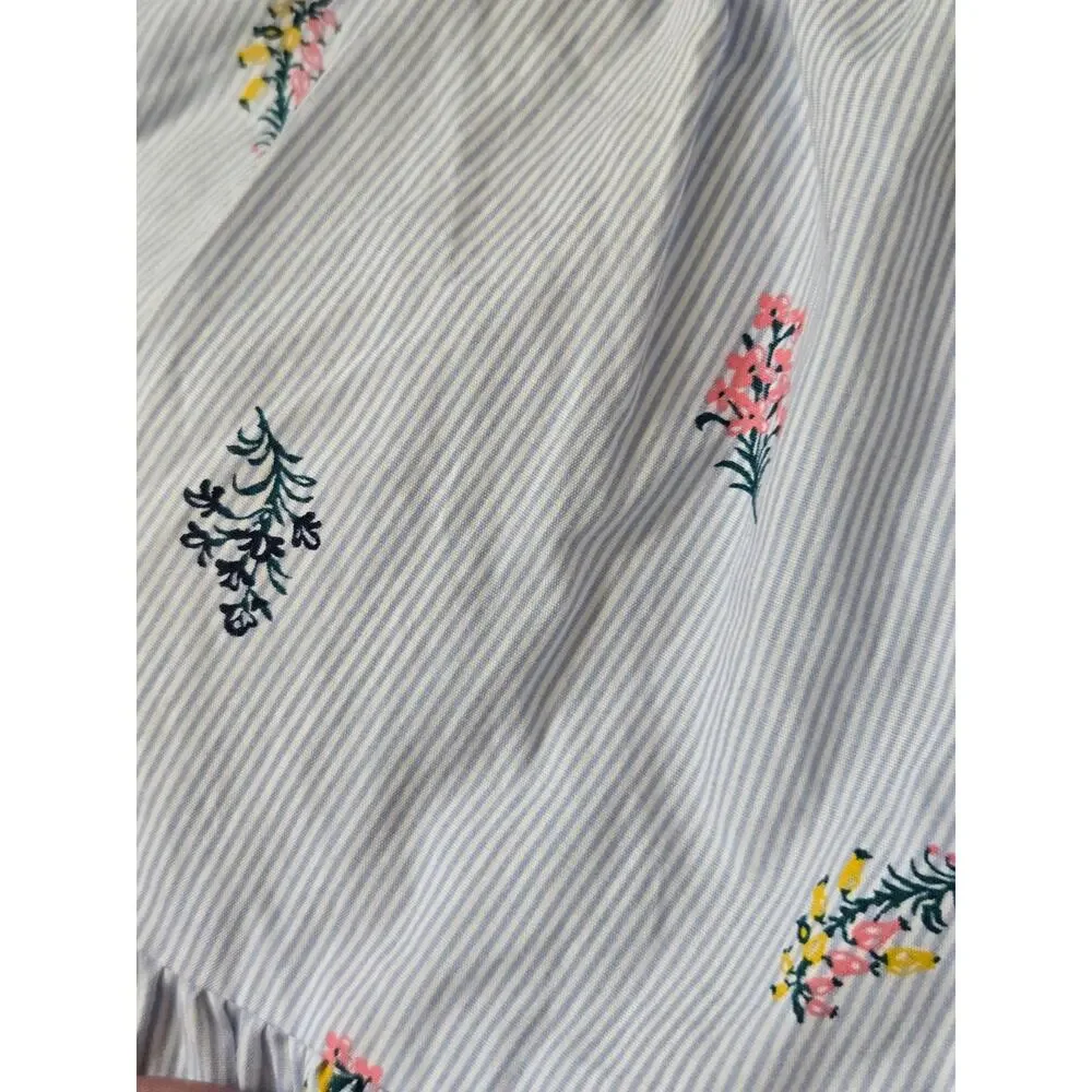 Jane and Jack Floral Striped Ruffle Dress Girls Size 3 Blue Cotton